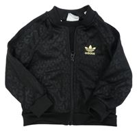 Černá vzorovaná sportovní funkční propínací mikina s logem Adidas