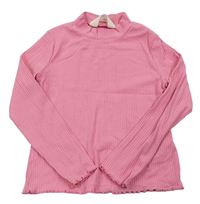 Růžové žebrované triko se stojáčkem zn. H&M