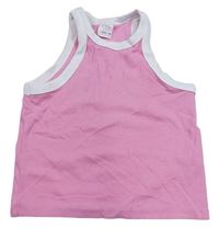 Růžový žebrovaný crop top Zara