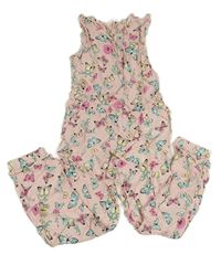 Světlerůžový kalhotový overal s motýlky H&M