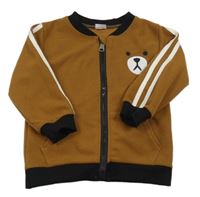 Hnědo-černo-bílá propínací mikina s čumákem 