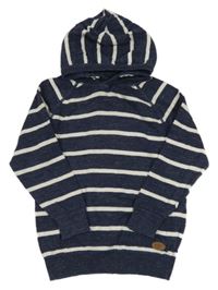Tmavomodro-bílý pruhovaný svetr s kapucí H&M