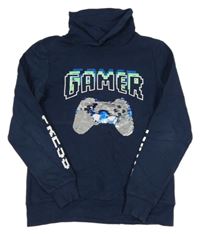 Tmavomodrá mikina s ovladačem a límcem H&M