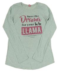 Světlemodré melírované triko s nápisy Y.F.K.