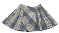 Modro-bílo-barevná kostkovaná vlněná sukně s přezkou George