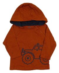 Rezavé triko s autem a kapucí Topomini