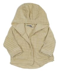 Béžovo-bílá pruhovaná sametová propínací mikina s kapucí Lupilu