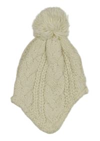 Bílá třpytivá čepice s bambulí 