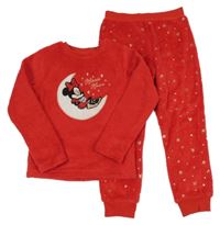 Červené plyšové pyžamo s Minne a hvězdami Disney