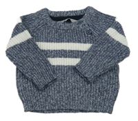 Tmavomodro-bílý melírovaný svetr s pruhy Primark
