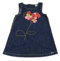 Tmavomodré riflové šaty s květy Next