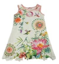 Nové - Bílo-barevné krajkové šaty s květy 