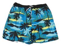 Modro-černé plážové kraťasy s palmami C&A