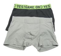 2set - 2x boxerky - Světlešedé + tmavošedo-zelené s nápisem 