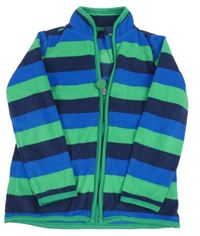 Modro-zelená pruhovaná fleecová propínací mikina Tchibo