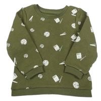 Khaki mikina s míči a tužkami Primark
