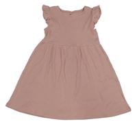 Růžové žebrované šaty s volánky H&M