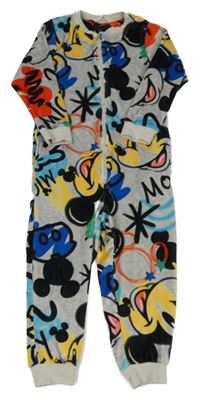 Šedo-černo-barevný plyšový overal s Mickeym 