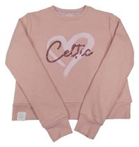 Růžová crop mikina s nápisem a srdcem 