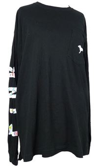 Dámské černé oversized triko s logy Victoria´s Secret 