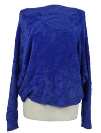 Dámský safírový chlupatý svetr 