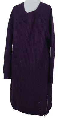 Dámské vínové svetrové šaty Yours 