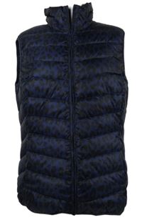 Dámská černo-tmavomodrá vzorovaná šusťáková zateplená péřová vesta 