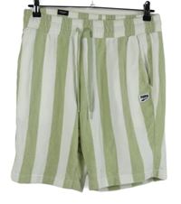 Pánské zeleno-bílé pruhované froté kraťasy Puma
