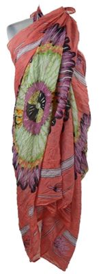 Dámské růžovo-zelené květované pareo 