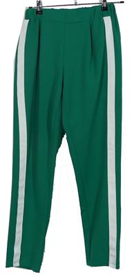 Dámské zelené kalhoty s bílými pruhy New Look 