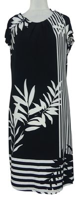 Dámské černo-bílé pruhované šaty s květy Wallis 
