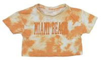 Oranžovo-béžovo-bílé crop tričko s nápisem Primark
