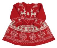 Červeno-bílé vzorované pletené šaty zn. Yd.