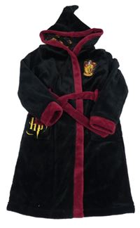 Černo-vínový chlupatý župan Harry Potter a kapucí