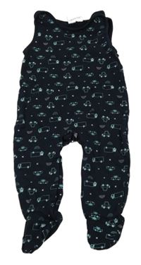 Tmavomodré teplákové dupačky s auty Topomini