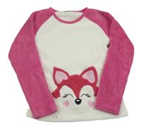 Bílo-růžová chlupatá domácí mikina s liškou kids