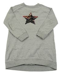 Šedé teplákové šaty s hvězdičkou z flitrů M&Co.