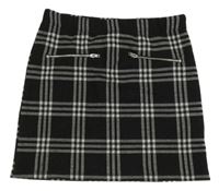 Černo-bílé kostkovaná sukně se zipy Miss E-vie