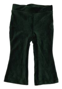 Zelené žebrované sametové kalhoty