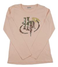 Růžové triko Harry Potter s flitry