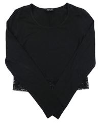 Černé crop triko s krajkou New Look