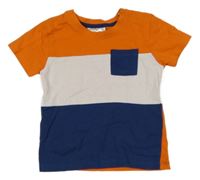Oranžovo-modro-bílé tričko Ergee