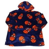 Tmavomodrá chlupatá oversize mikina Spiderman s kapucí Primark