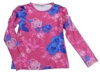 Růžovo-modré květované triko 