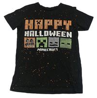 Černé melírované tričko s nápisem - Minecraft