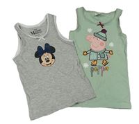 2x košilka - světlekhaki s Pepinou + šedá s Minnie 