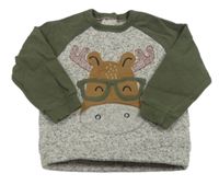 Šedo-khaki-pletená mikina s losem C&A