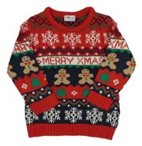 Červeno-barevný vzorovaný svetr s vánočním motivem So Cute