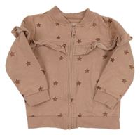 Starorůžová propínací mikina s hvězdami a volánkem M&Co.