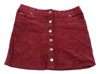 Červená manšestrová propínací sukně Mintie